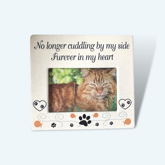 Pet Memorial Ceramic Picture Frame No Longer Cuddling By My Side Furever in My Heart Loss