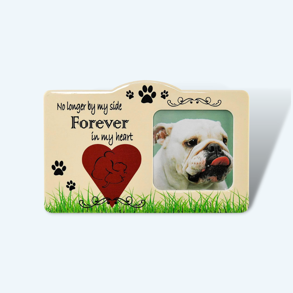 Pet Memorial Frame - No Longer By Our Side Forever in Our Hearts Ceramic 4x6"