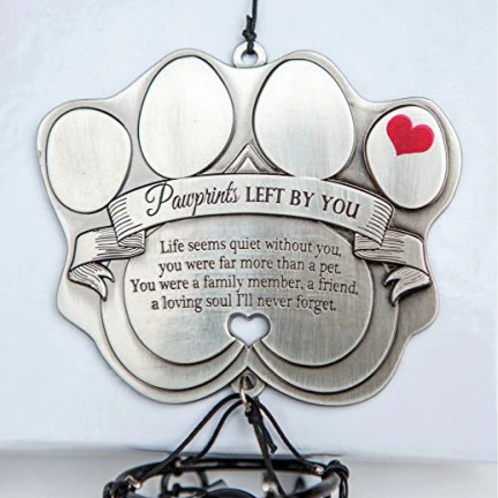 Pet Memorial Wind Chime - 18" Metal Casted Pawprint Wind Chime