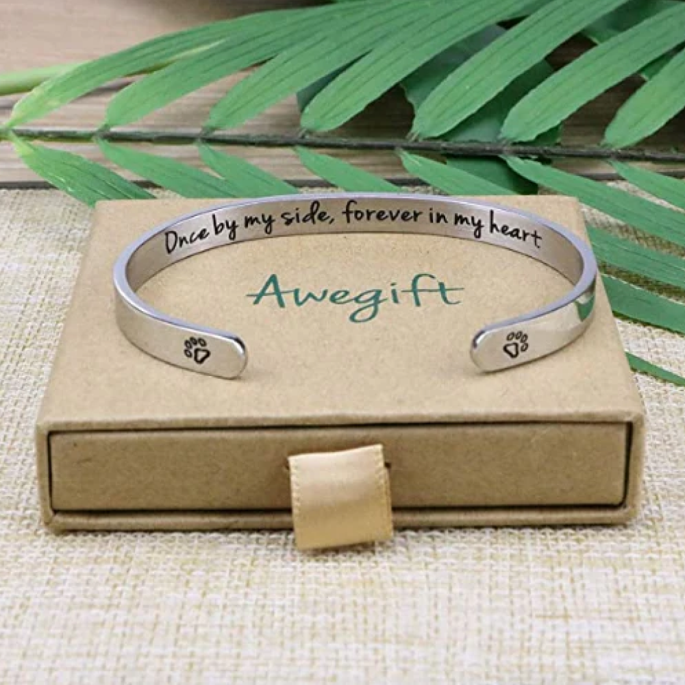 "Once By My Side, Forever In My Heart" Memorial Cuff Bangle Bracelet