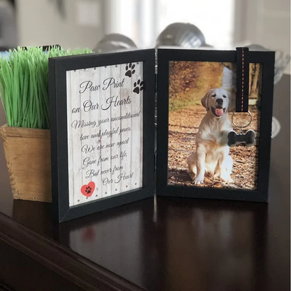 Pawprints Remembered Pet Memorial 5"x7" Picture Frame with Hanging Pendant