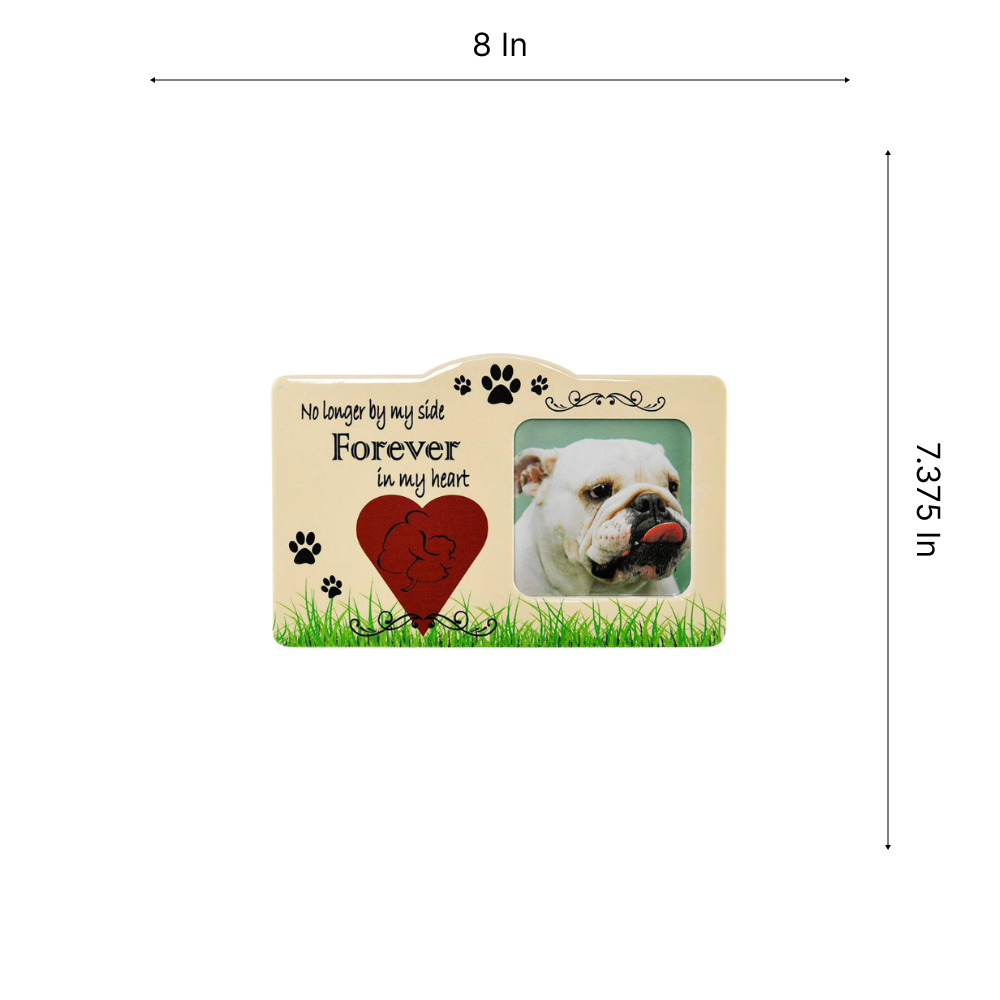 Pet Memorial Frame - No Longer By Our Side Forever in Our Hearts Ceramic 4x6"