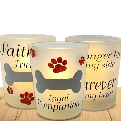 Pet Memorial LED Candle Set - No Longer by My Side Forever in My Heart- 3 LED Candles Included