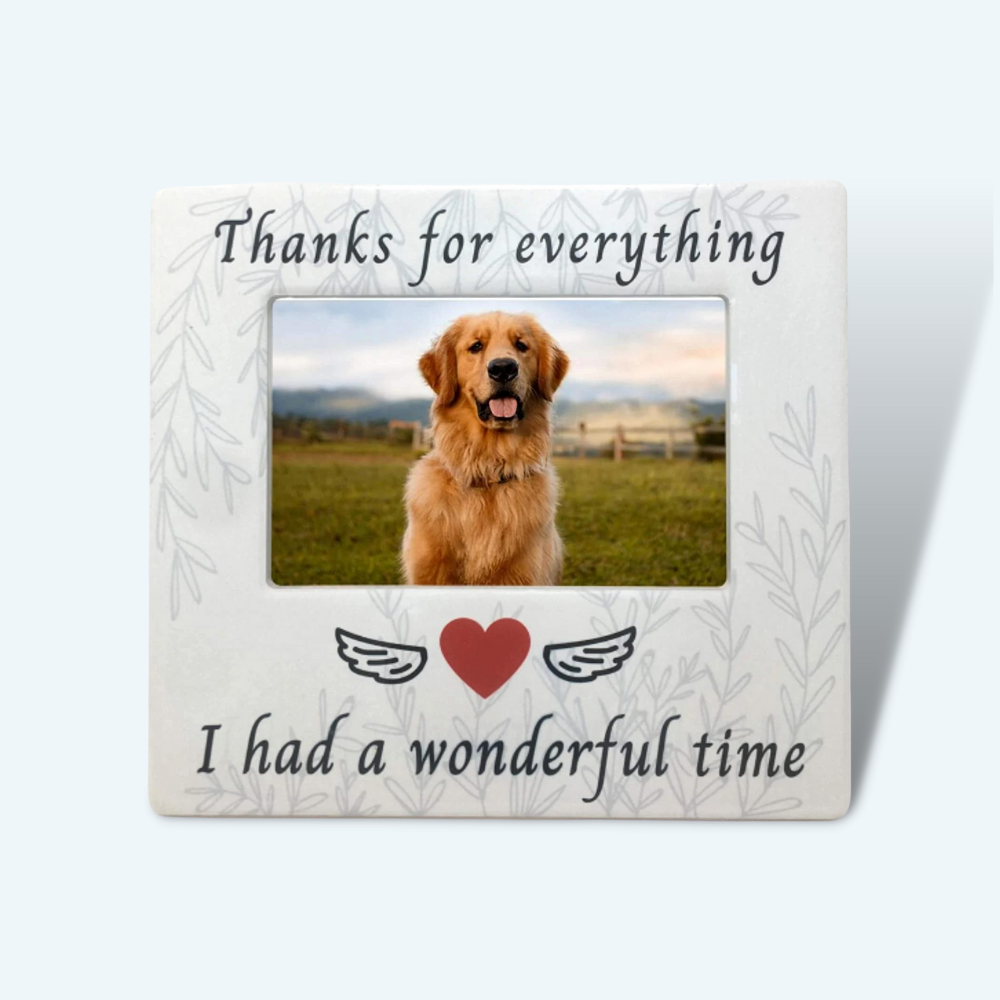 "Thanks for Everything I had a Wonderful Time" Ceramic Photo Plaque Pet Memorial Picture Frame