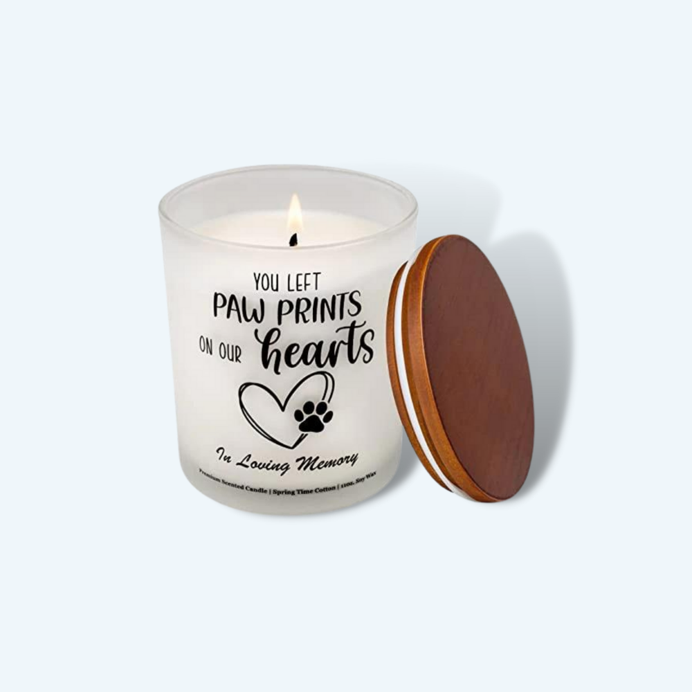 "You Left Paw Prints On Our Hearts" Memorial Candle