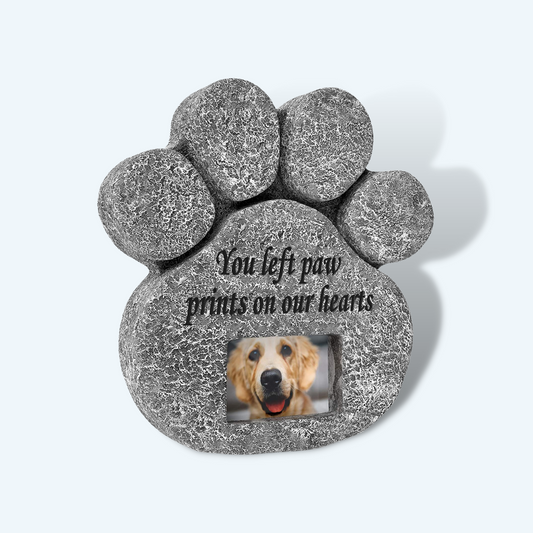'You Left Paw Prints On Our Hearts' Memorial Pawprint-Shaped Photo Frame