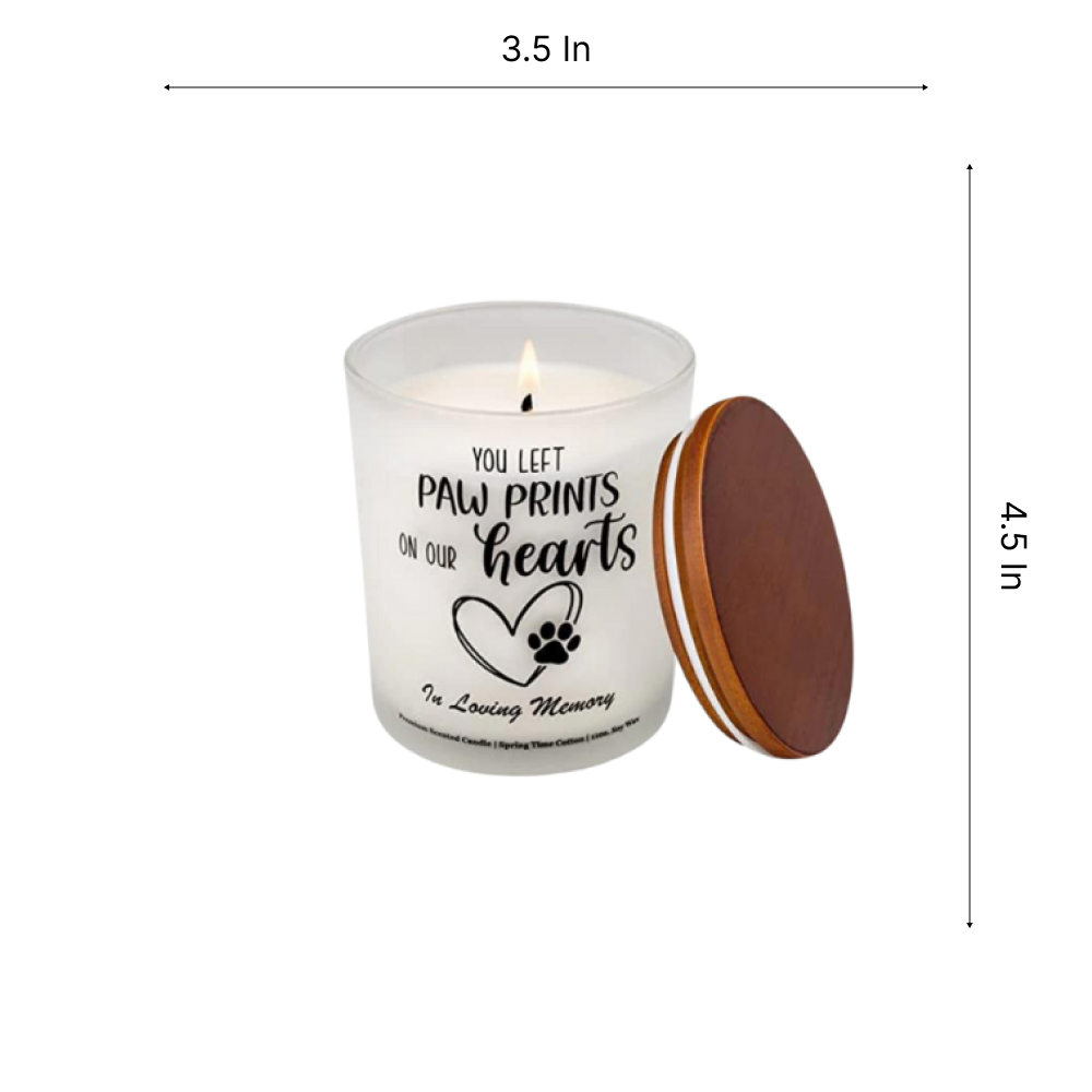 "You Left Paw Prints On Our Hearts" Memorial Candle