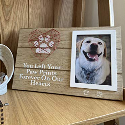 "You Left Your Paw Prints Forever On Our Hearts" Memorial Picture Frame