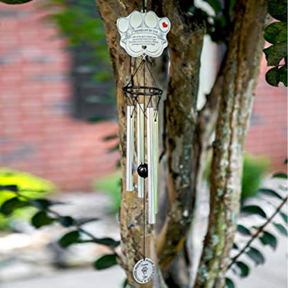 Pet Memorial Wind Chime - 18" Metal Casted Pawprint Wind Chime