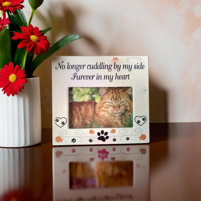 Pet Memorial Ceramic Picture Frame No Longer Cuddling By My Side Furever in My Heart Loss