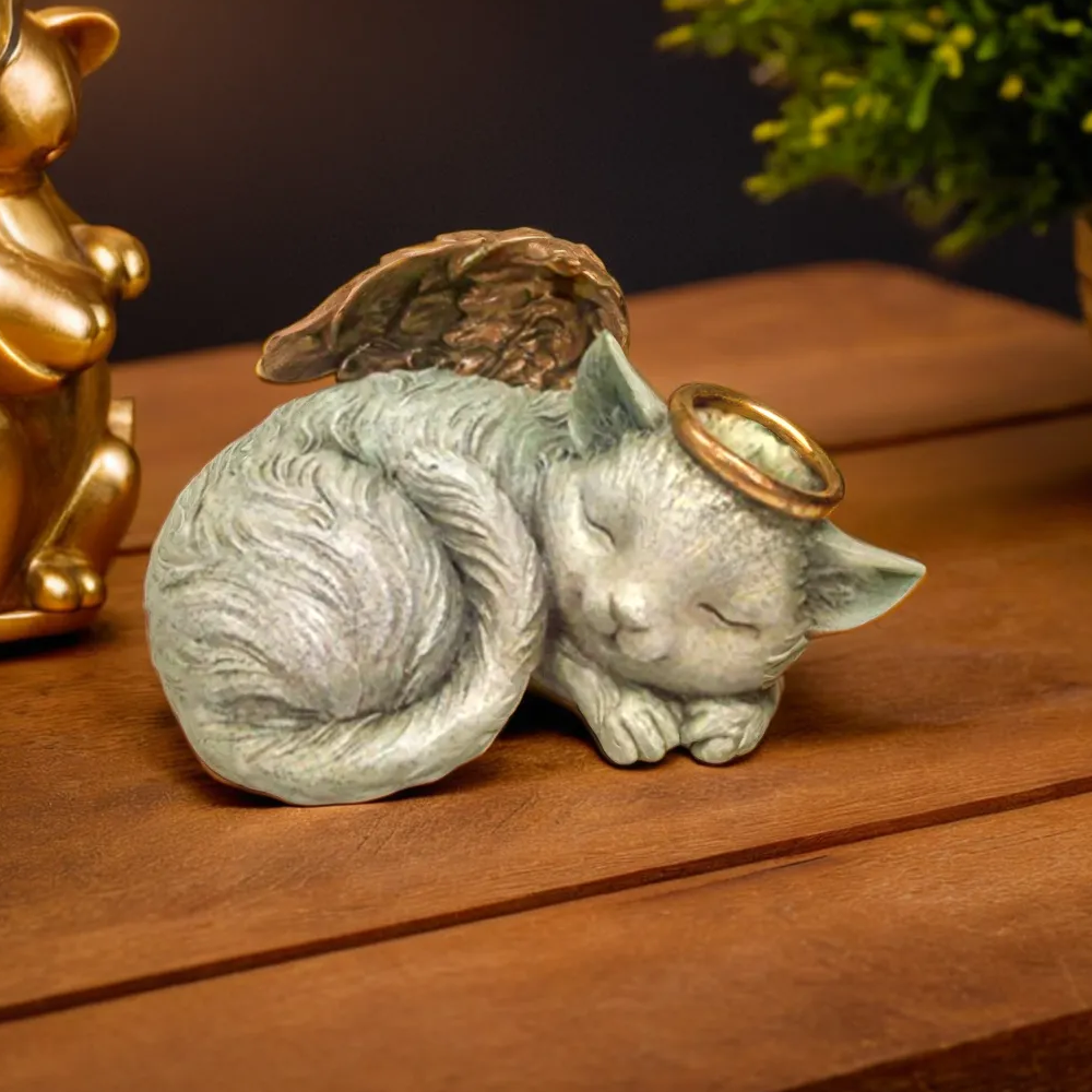 Angel Cat with Halo Sleeping Cremation Urn - 30 Cubic Inches