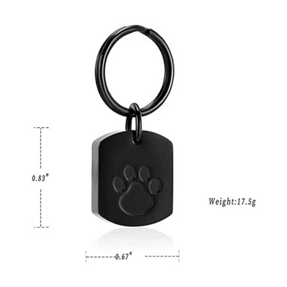 Black Paw Keychain for Pet Ashes | 2 Styles Available