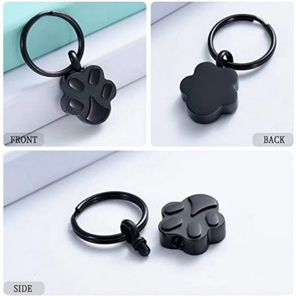 Black Paw Keychain for Pet Ashes | 2 Styles Available