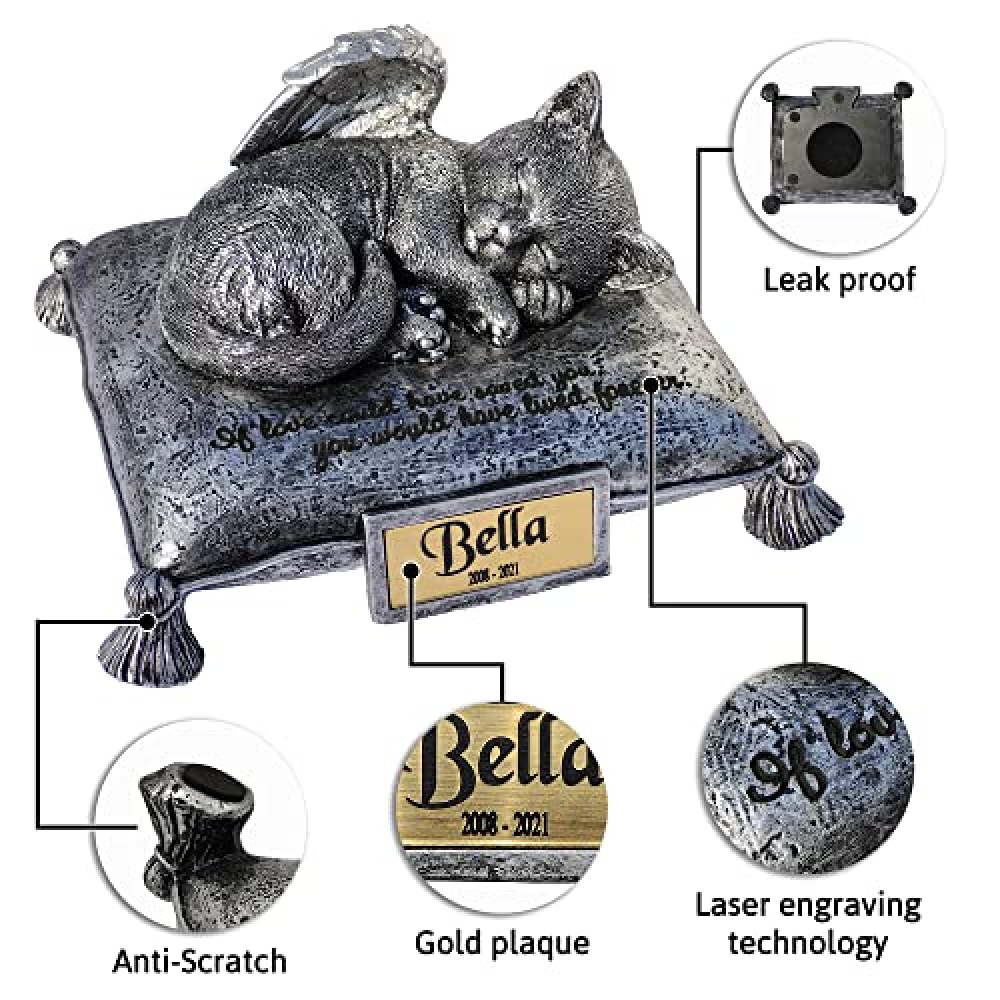 Customized Angel Cat Sleeping On Pillow Cremation Urn