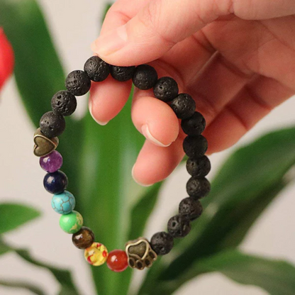 Natural Lava Bead Pet Memorial Set of 2 Bracelets Gift | Includes Rainbow Bridge Card Sympathy