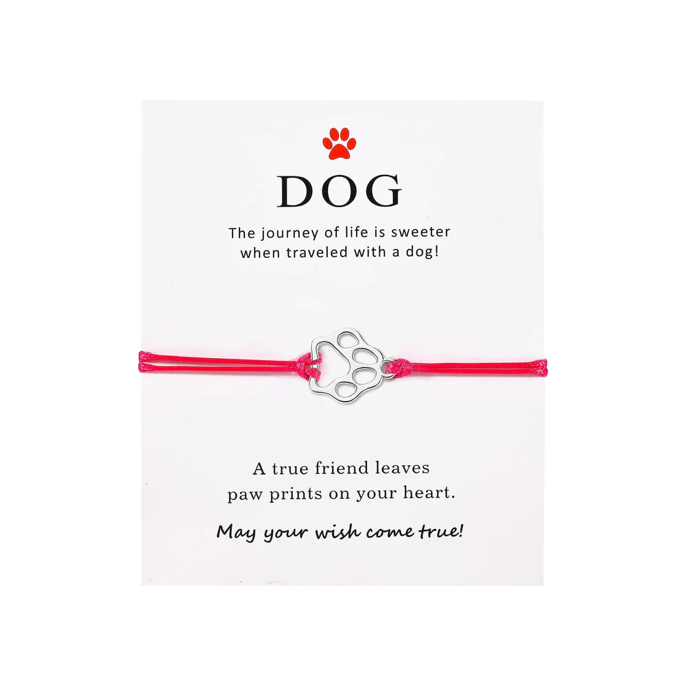 Paw Print Threaded Pet Memorial Bracelet - Many Colors Available