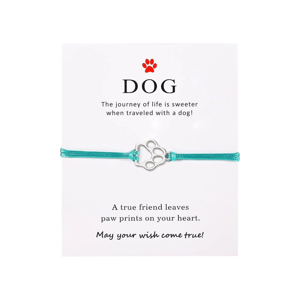 Paw Print Threaded Pet Memorial Bracelet - Many Colors Available