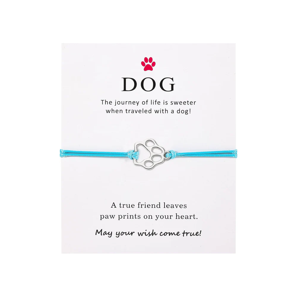 Paw Print Threaded Pet Memorial Bracelet - Many Colors Available