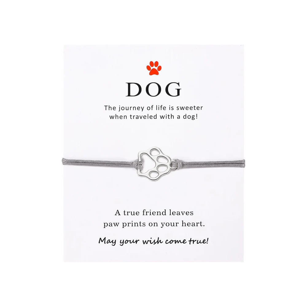 Paw Print Threaded Pet Memorial Bracelet - Many Colors Available