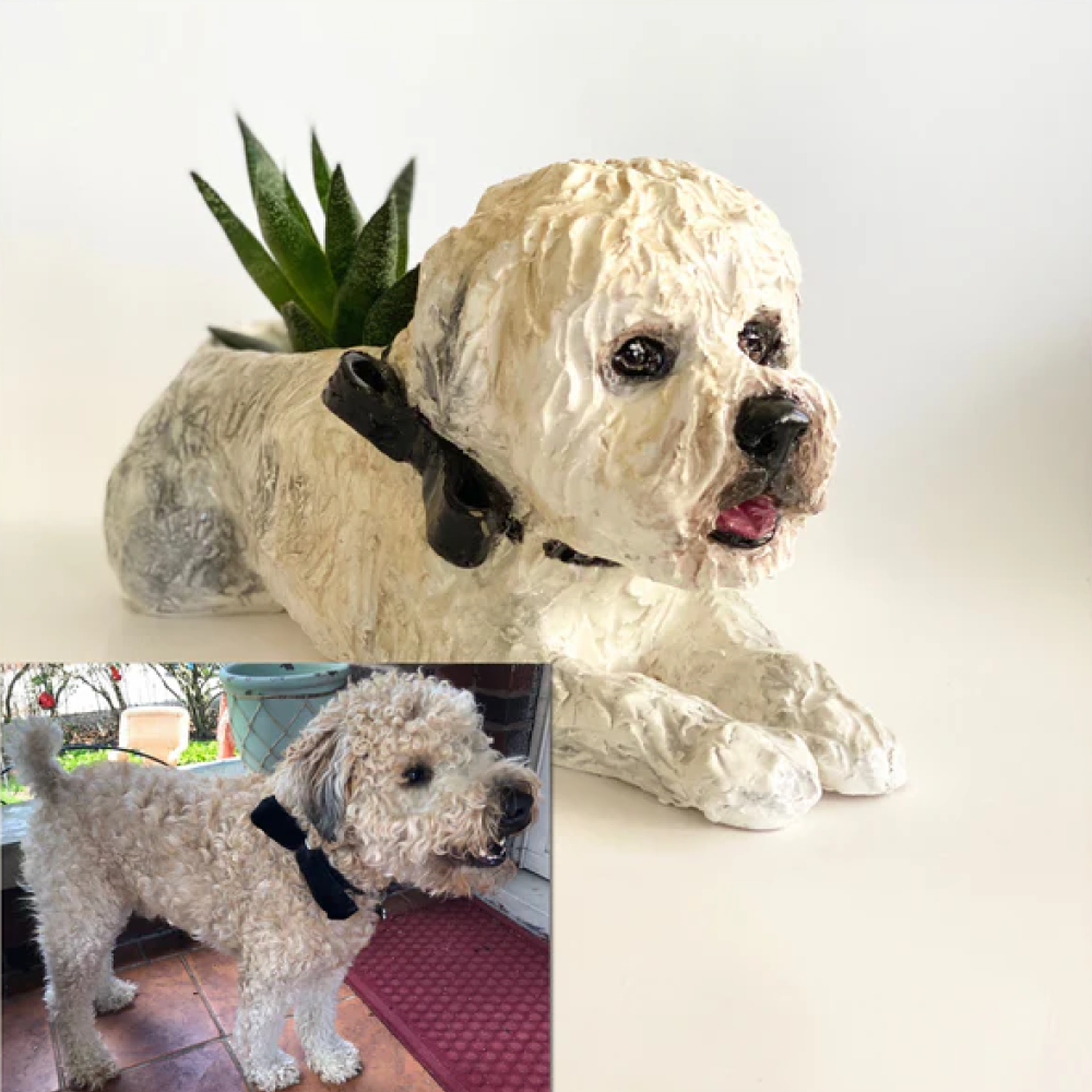 Custom Sculpture Ceramic Dog Portrait Planter