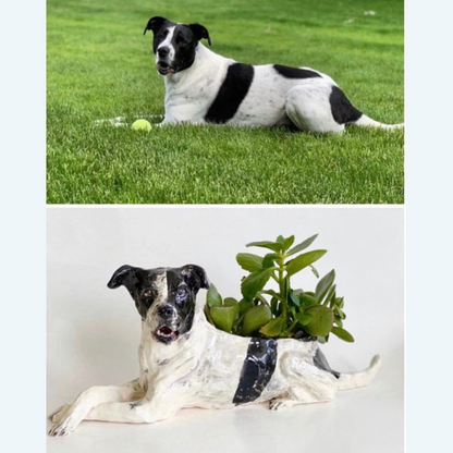 Custom Sculpture Ceramic Dog Portrait Planter