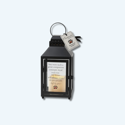 Black Metal Pawprint Pet Memorial Lantern