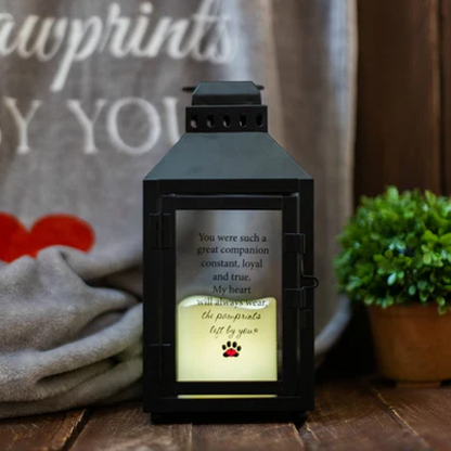 Black Metal Pawprint Pet Memorial Lantern