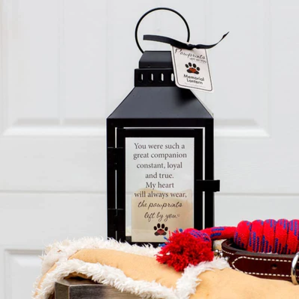 Black Metal Pawprint Pet Memorial Lantern