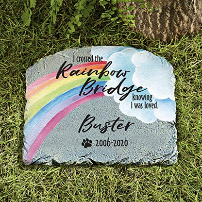 "Over The Rainbow Bridge" Custom Engraved Pet Memorial Garden Stone