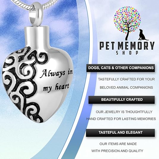 Pet Memory Shop - Always in Heart Half Design Keepsake Urn Pendant