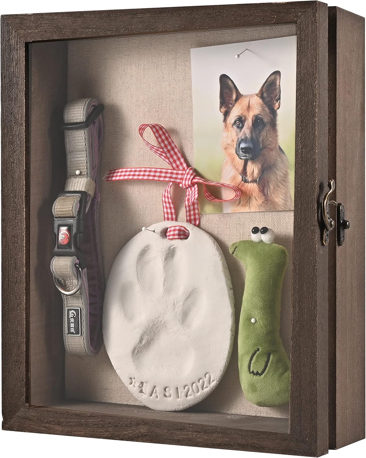 Pet Memorial Shadow Box with Clay Paw Print Impression Kit