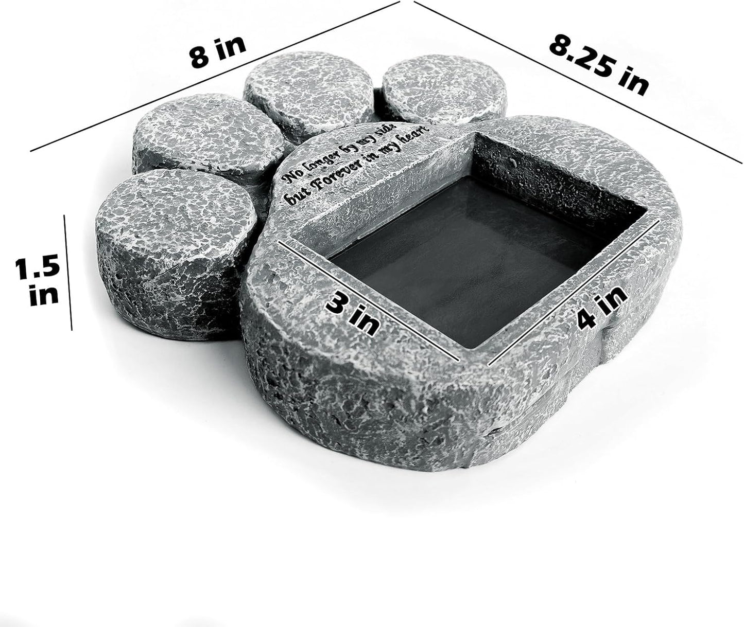 Pet Memorial Stone for Cats and Dogs – Paw Shaped Memorial Image Frame