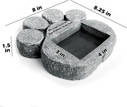 Pet Memorial Stone for Cats and Dogs – Paw Shaped Memorial Image Frame