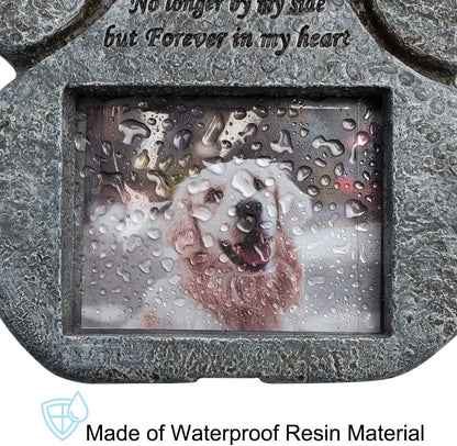 Pet Memorial Stone for Cats and Dogs – Paw Shaped Memorial Image Frame