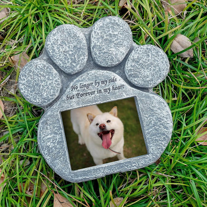 Pet Memorial Stone for Cats and Dogs – Paw Shaped Memorial Image Frame
