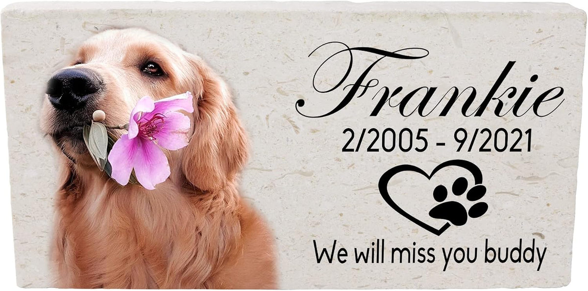 Colorful Custom Limestone Pet Burial Marker | Choose from 5 Designs