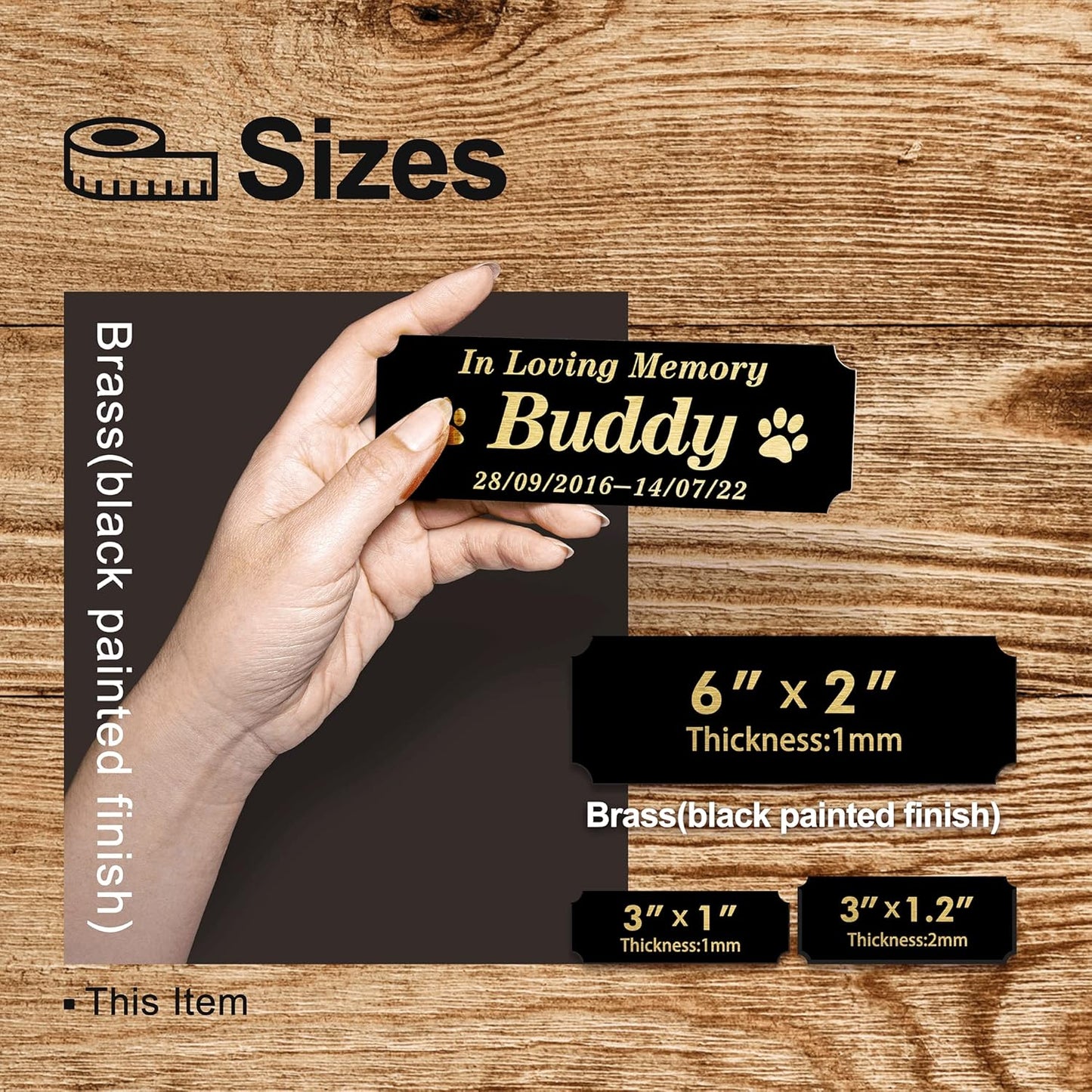 Solid Brushed Brass Customized Nameplate Tags