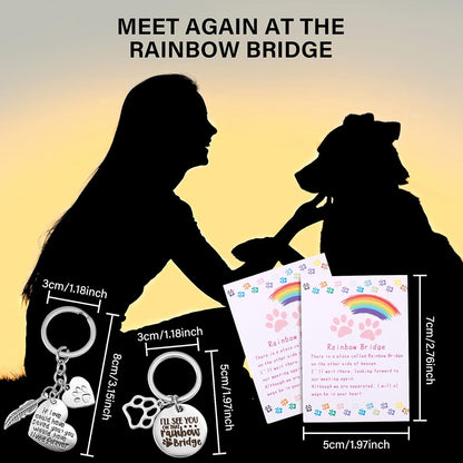 Natural Lava Bead Pet Memorial Set of 2 Bracelets Gift | Includes Rainbow Bridge Card Sympathy