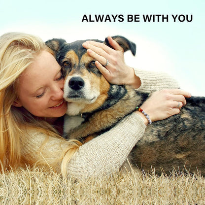 Natural Lava Bead Pet Memorial Set of 2 Bracelets Gift | Includes Rainbow Bridge Card Sympathy