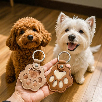 Custom Name Paw-Shaped Leather Keychain, Refillable Keepsake for Bag or Key