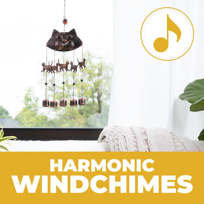 "Fancy Cat" Harmonic Soothing Garden Wind Chimes - 20"
