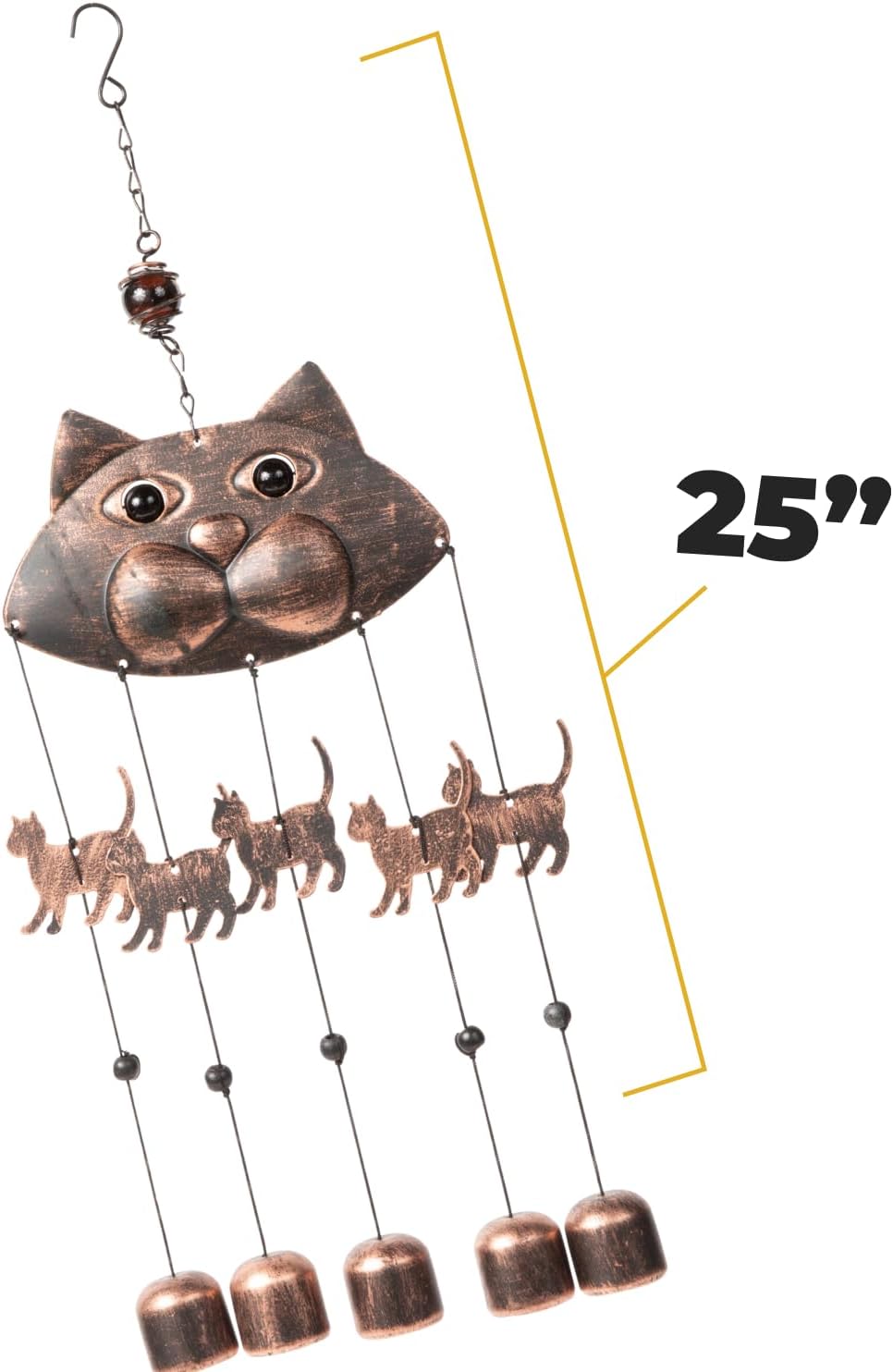 "Fancy Cat" Harmonic Soothing Garden Wind Chimes - 20"