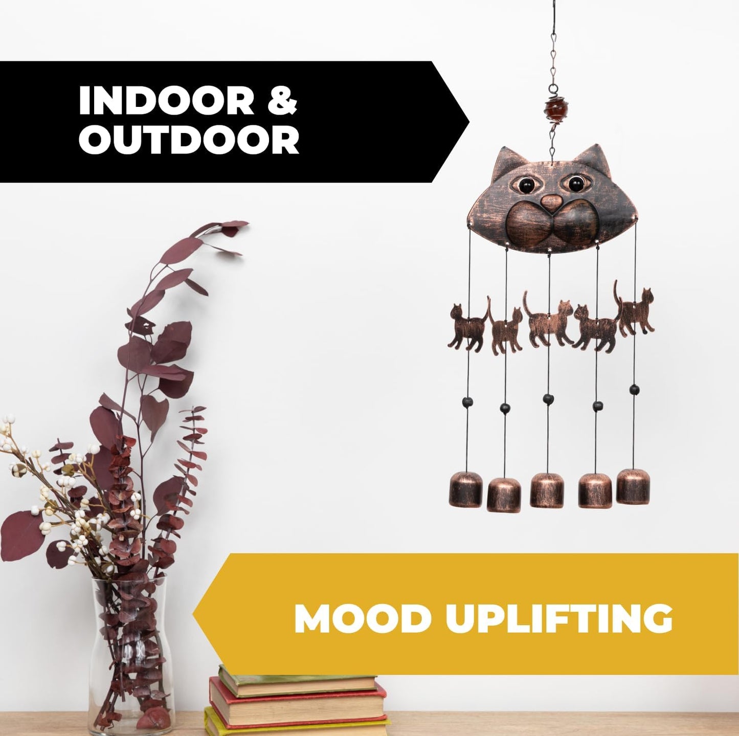 "Fancy Cat" Harmonic Soothing Garden Wind Chimes - 20"
