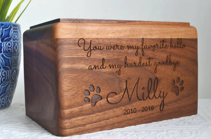 Personalized Walnut Wooden Pet Memorial Urn Box