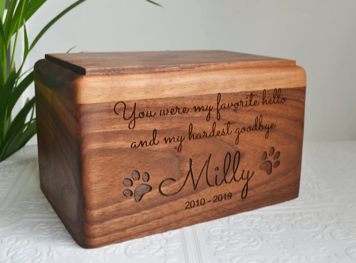 Personalized Walnut Wooden Pet Memorial Urn Box