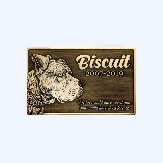 Custom Brass or Nickel Pet Memorial Plaque | Personalized Name and Artwork