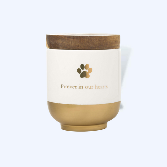 Ceramic Forever in Our Hearts Urn (Gold)