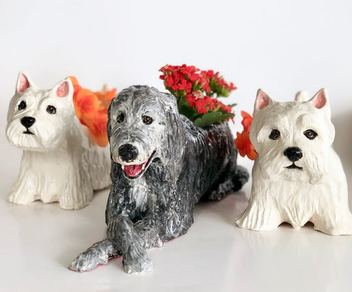 Custom Sculpture Ceramic Dog Portrait Planter