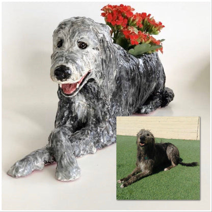 Custom Sculpture Ceramic Dog Portrait Planter