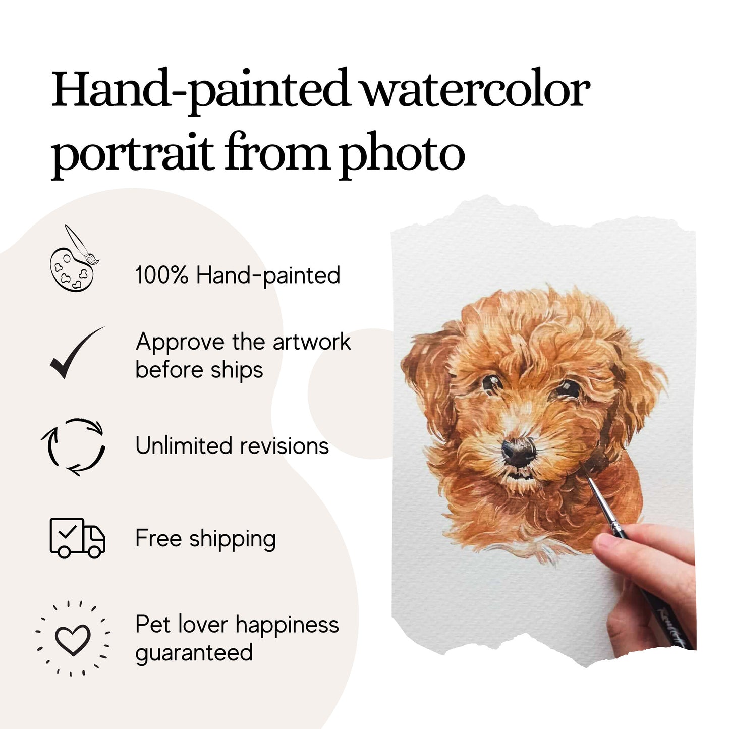 Custom Watercolor Pet Portrait by Jack | Hand Painted & Framed